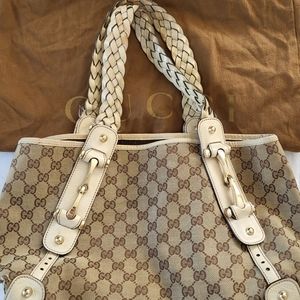 Gucci braided pelham canvas tote with dust bag